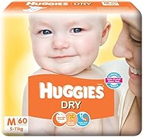 Huggies New Dry Medium Size Diapers (60 Counts)