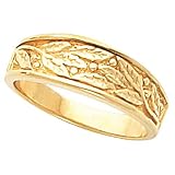 14K Yellow Gold Gents' Tapered Leaf Design Wedding Band