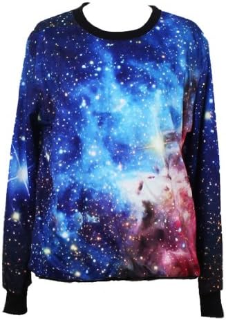 ImJoy Neon Galaxy Colorful Patterns Print Sweatshirt Sweaters (Free size, Galaxy blue)