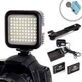 LumaBRIGHT 72 LED High-Power Light Panel with Bracket Mount and Spare Battery for Canon EOS Rebel SL1 / 100D , T5i / 700D , T4i / 650D , T3i / 600D , T3 & More Digital Cameras *Bonus Cleaning Brush & Cloth*