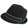 New Pinstripe Print Lining Fedora Trilby Hat Black Medium Large