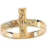 14K Yellow Gold Crucifix Man's Ring
