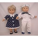 Bitty Twins Clothes - MATCHING GIRL and BOY Sailor Set - fits 15 Bitty Baby and Bitty Twin Dolls