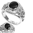 Sterling Silver Marcasite Rings with Black Onyx - Sizes: 6-9