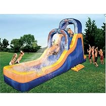Banzai Double Drop Falls - Inflatable Bouncer with Waterslide, Splash Pool and Water Falls