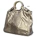 Grey Top Handles Woven Faux Leather Satchel Bag Handbag Purse