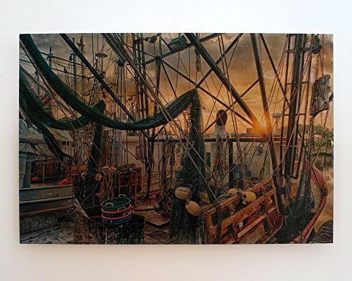 Fishing Boat: Apalachicola FL Photo Transfer Art on Aluminum 12x18 - Spring Clearance!