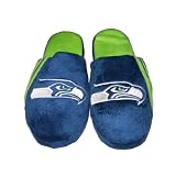 NFL Seattle Seahawks Mens Open Back Lounge / House Slippers with Embroidered Logo and Rubber (Non Slip) Sole - Dark Blue & Green (Size: M(9-10) ) at Amazon.com
