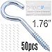 Shells 50PCS Silver Color Zinc Plated 1.76 Inches Metal Cup Hooks Round End Screw Hooks Self-tapping Screws Hooks
