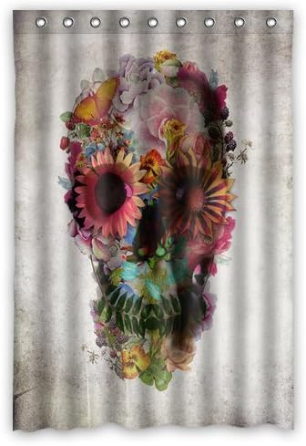 Crazy Pie Unique And Ali Gulec Flower Skull Custom Shower Curtain Custom Printed Waterproof Fabric Polyester Bath Curtain 48 (W) X 72 (H) Inches-Bathroom Decor Custom Shower Curtain