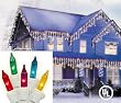 Set of 100 Multi-Color Icicle Christmas Lights - White Wire