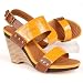 s.OLIVER Damen Sandalette, Keilabsatz, Decksohle Leder, safran gelb- muskat braun