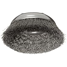 Weiler Wire Cup Brush, Threaded Hole, Steel, Crimped Wire, 3" Diameter, 0.014" Wire Diameter, 5/8"-11 Arbor, 1" Bristle Length, 14000 rpm (Pack of 1)