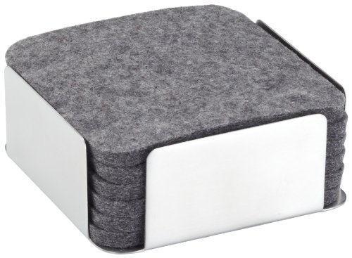 Carl Mertens 5908 1061 - Filzuntersetzer, 6 Stck. grau, mit Edelstahlhalter