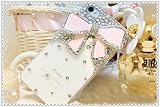 3d Bling Crystal Bow Transparent Case for Apple Iphone 4 and 4s (Pink)
