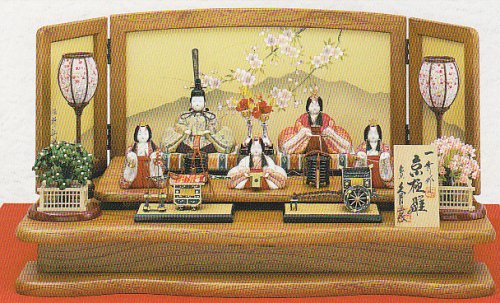 一秀作 京極雛 木目込 桐製二段 五人飾り 久月監製