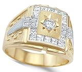 Men's Ring CZ 14k Yellow Gold Fashion Band Cubic Zirconia (1.00 Carat), Size 12 Men's Ring CZ 14k Yellow Gold Fashion Band Cubic Zirconia (1.00 Carat), Size 12