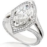 One of a Kind 3.40ctw Certified Marquise Diamond Engagement Ring (G-H/SI-SI2) in Palladium