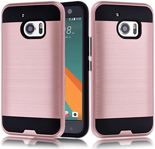 HTC 10 Case,HTC One M10 Case,HTC M10 Case,,Kmall [Metal Brushed Texture] Slim Impact Resistant Heavy Duty Hybrid Dual Layer Full-Body Shockproof Protective Cover Shell For HTC One M10 [Rose Gold]