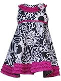 Rare Editions Toddler Girls 2T-4T BLACK WHITE PINK RUFFLE FLORAL PRINT Special Occasion Wedding Flower Girl Party Dress