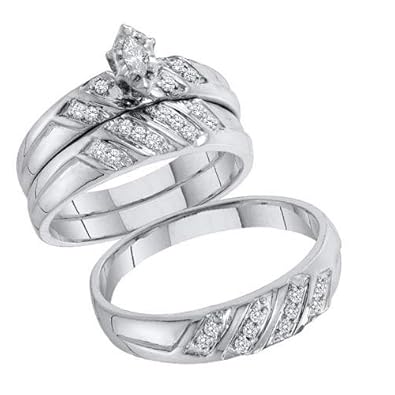 Cheap Girls Jewelry 0.25CT DIAMOND MARQUISE CENTER TRIO SET For Sale