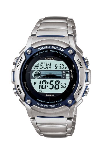 Casio Men's WS210HD-1AVCF Tough Solar Powered Tide and Moon Stainless Steel Watch