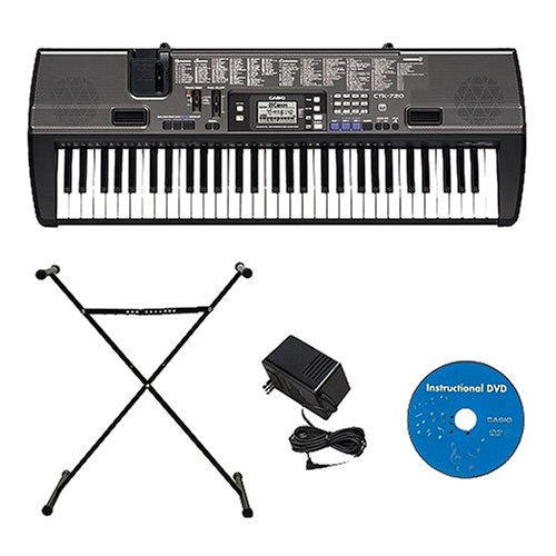Childrens Toyshop  Musical Instruments : Casio 61-Key Portable Keyboard with Stand - Black (CTK720STAD)