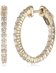 14kt Yellow Gold Diamond Inside and Outside Shared-Prong Hoops, 2 Cttw (H-I Color, SI2-I1Clarity)