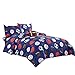 WPM Kids Collection Bedding 4 Piece Blue Twin Size Comforter Set with Sheet Pillow sham and Football Toy Soccer Baseball Basketball Fun Sports Design (Football, Twin Comforter)