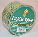 Duck Brand Printed Duct Tape, 10 yds Length x 1-7/8" Width, Green Black Zebra Stripes Print