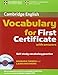 Cambridge Vocabulary for First Certificate Student Book with Answers and Audio CD