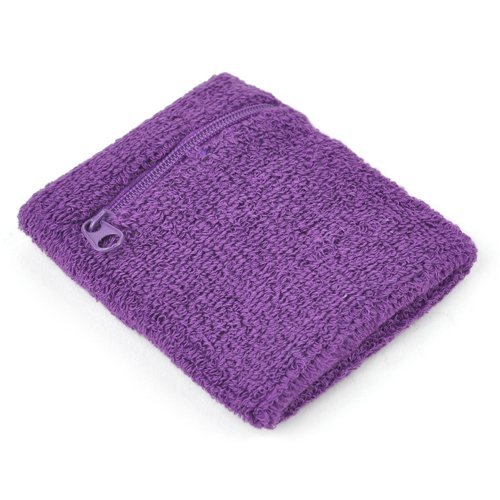 GOGO Thick Solid Color Wristband with Zipper / Wrist Wallet - Purple