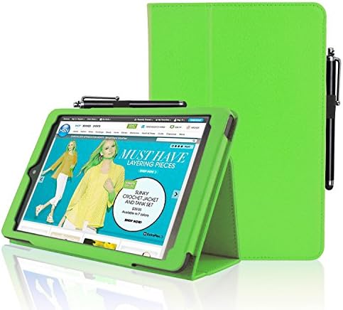 Jusun E FUN Nextbook 7.85" (Nextbook8) Quad Core 8GB Memory Tablet 2014 Release((NX785QC8G) PU Leather Folio Stand Protective Case Cover Skin With Stylus [NOT FIT Premium 8HD](Green)