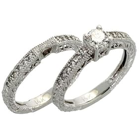 White Gold 2 Piece Wedding Ring Set White Gold 2-Piece Wedding Ring Set