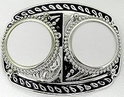 Double Silver Dollar Holder Enamel Belt Buckle