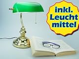 Bankerlampe Schreibtischlampe Banker Lamp grün/gold Messing 38cm NEU ein Leuchtmittel geschenkt!