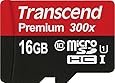 Transcend 16GB MicroSDHC Class10 UHS-1 Memory Card with Adapter 45 MB/s (TS16GUSDU1E)
