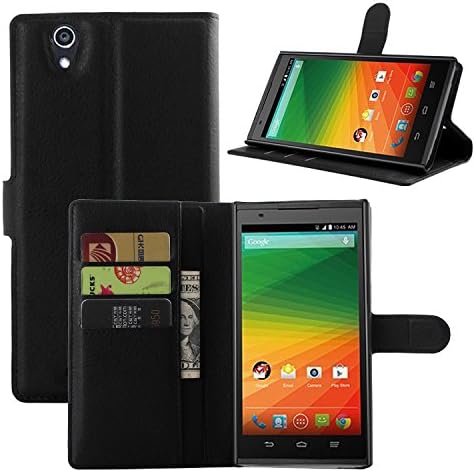 Deetech ZTE ZMAX Z970 Case PU Leather Wallet Case with Card Slots Cash Compartment for ZTE ZMAX Z970 (TMOBILE / METRO) (Black)