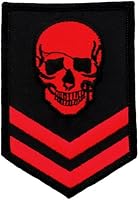 Red Skull Military Patch Embroidered Iron-On Skeleton Brigade Biker Emblem