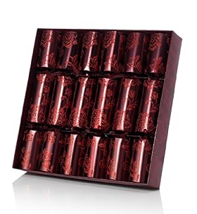6 Metallic Red Luxury Christmas Crackers