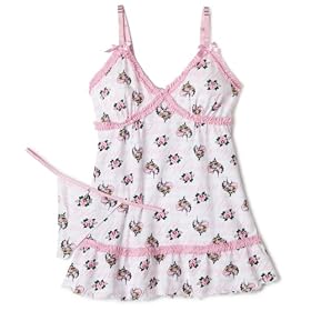 Buy Baby Phat Ladies Ruffle All Over Print Babydoll Thong Set