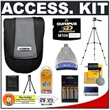 Olympus Black Neoprene Camera Case with Olympus M-1GB xD-Picture Card + Multi-Voltage Charger & 4 NiMH Batteries + Tripod + Accessory Kit for FE-180, FE-170, FE-210 Digital Cameras