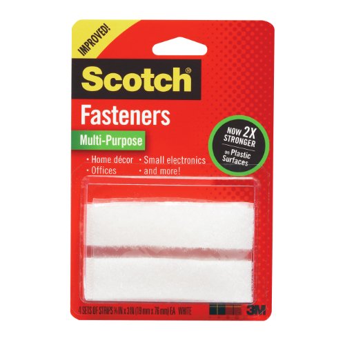 Scotch Multi-Purpose Fasteners, White, 3/4 x 3 Inch, 4 Sets per Pack (RF7030)