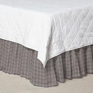 Red Lines And Off White Plaid, Fabric Bed Skirt Twin In.