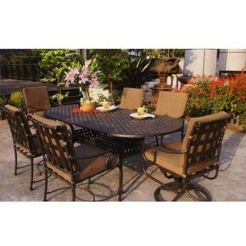 Darlee Malibu Aluminum Outdoor Patio Dining Set With Cushions - 42 X 84 Inch Oval - Antique Bronze product image