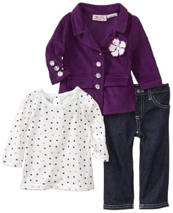 Young Hearts Baby-Girls Infant 3 Piece Flower Corduroy Jacket Set
