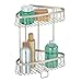 mDesign Free Standing Bathroom or Shower Corner Storage Shelves for Towels, Soap, Shampoo, Lotion, Accessories - 2 Tier, Satin