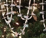 9' Clear Iridescent Butterfly Beaded & Foil Christmas Garland