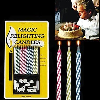 TY 10PCS Mixed-color Magic Relighting Candles Practical Joke Gadgets