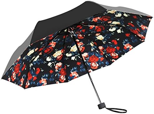 Travel Umbrella - Folding Windproof &amp; Waterproof - CY Compact Travel Umbrella with Case Great for Sunny and Rainy Day,Flower